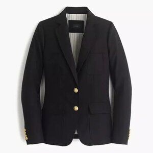 J. Crew Rhodes Women's Schoolboy Wool Blazer Black Size 4 Brass Buttons